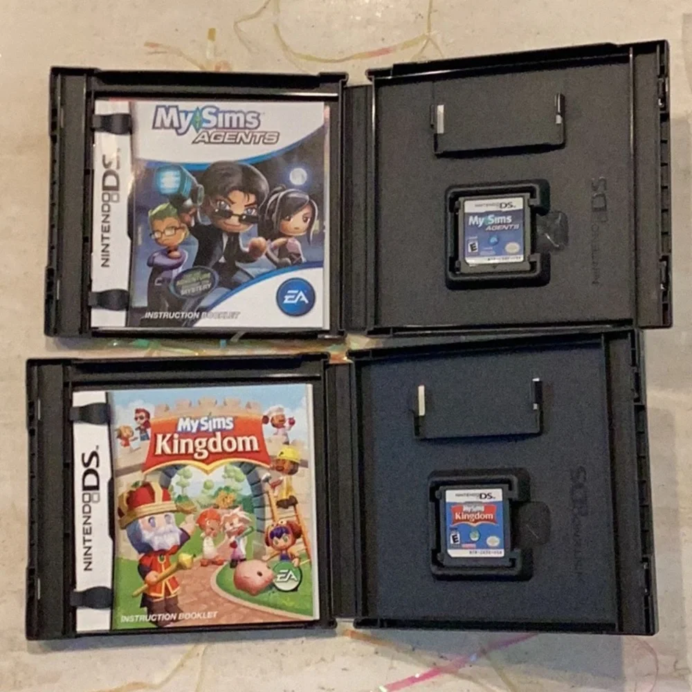 MySims Kingdom Nintendo DS Game & MySims Agents DS Games Lot Of 2 CIB Tested